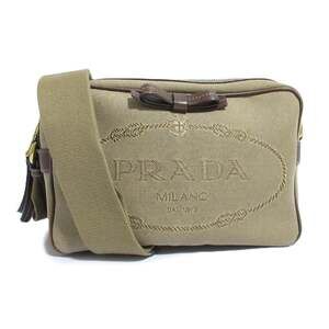 PRADA Cream Canvas Shoulder Bag
